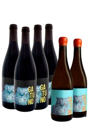 pack de 6 botellas de vino Gatuno ecológico de Madrid